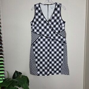 New York & Company Gingham Dress‎ Sleeveless Stretch Career Size 6 New